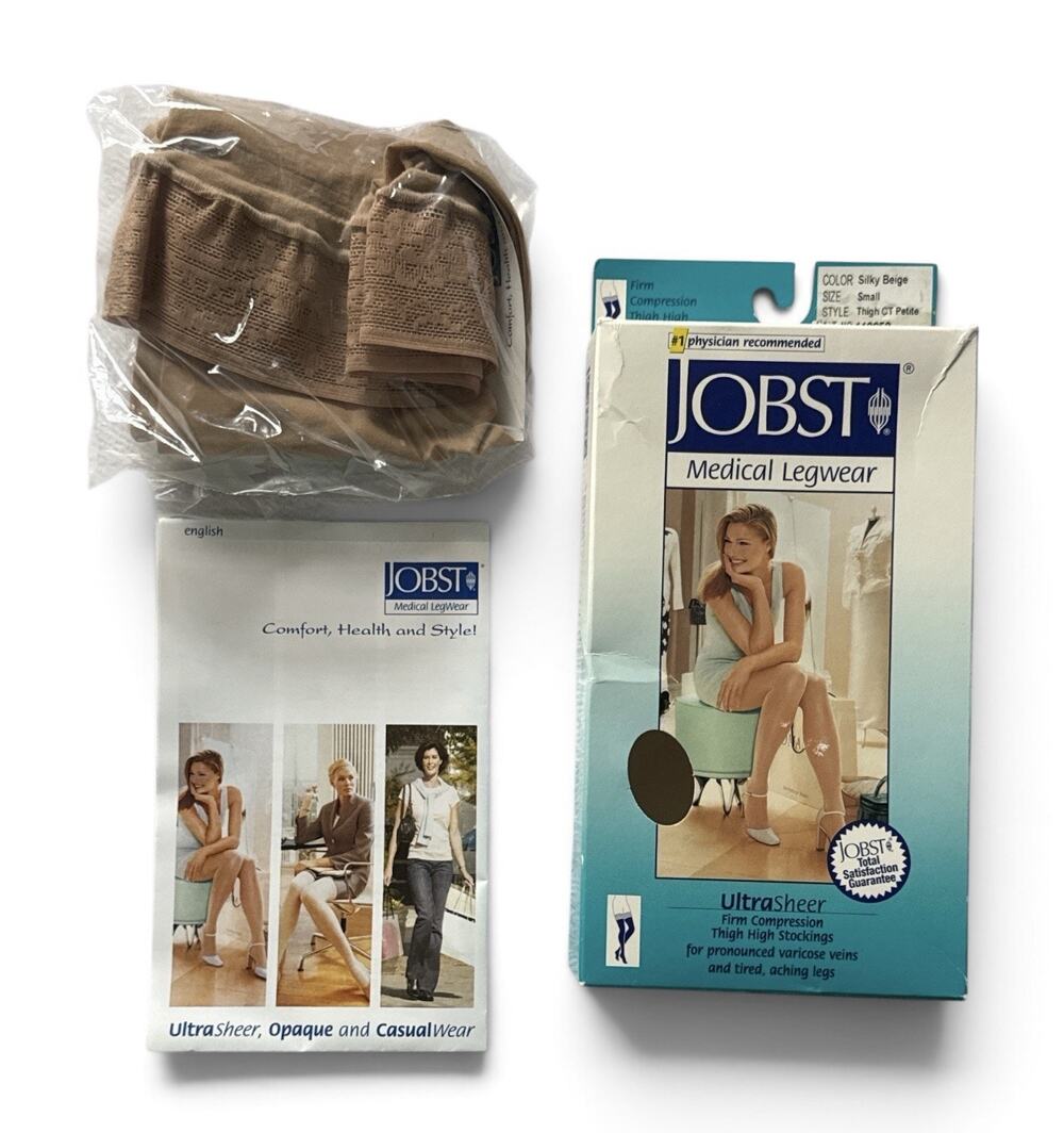 Jobst Ultrasheer Lace Band Thigh High Closed Toe 20-30mmHg Silky Beige Small